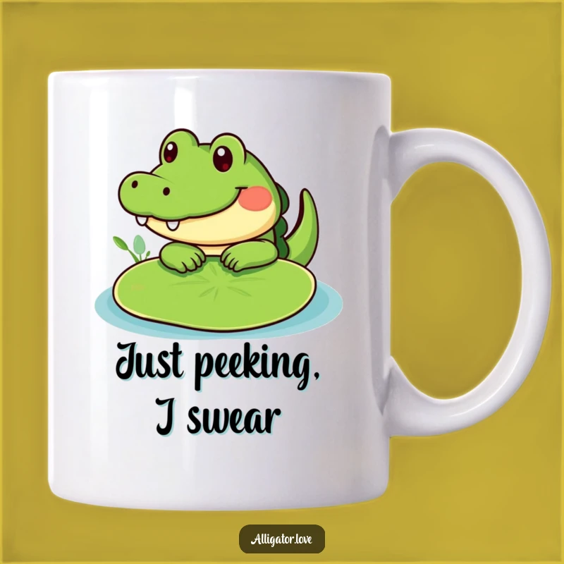 Funny Peeking Gator Lily Pad Mug: Adorable Surprise Gift!