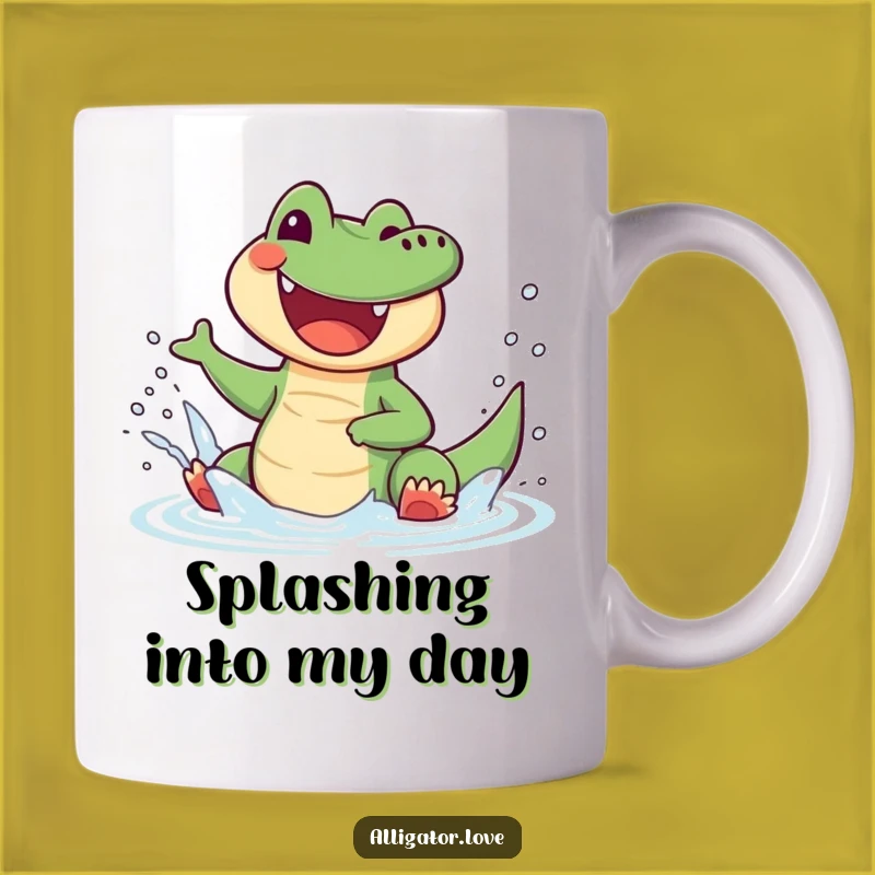 Funny Splashing Alligator Mug - Joyful Reptile Gift for Water Lovers