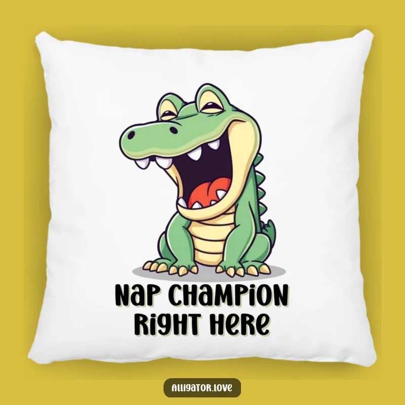 Funny Mischievous Alligator Yawn Pillow: Cozy Up with Humor!