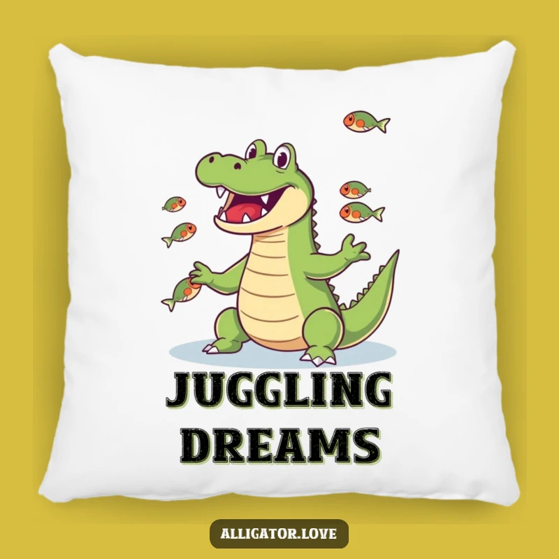 Funny Juggling Gator Fish Pillow: Cozy Comfort with Amazing Talent!