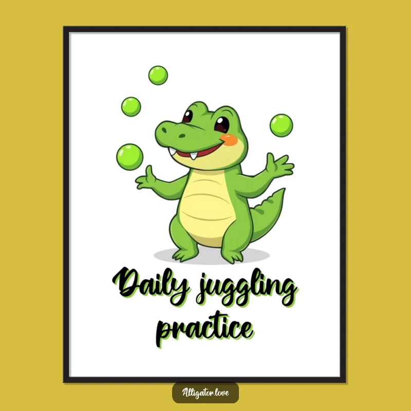 Funny Alligator Juggling Digital Art - Instant Hilarious Decor for Your Space