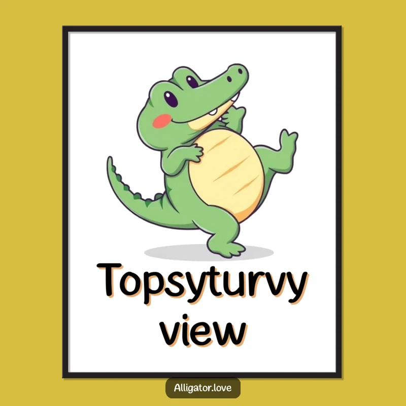 Funny Cartwheeling Alligator Digital Art - Instant Cute Decor for Your Walls