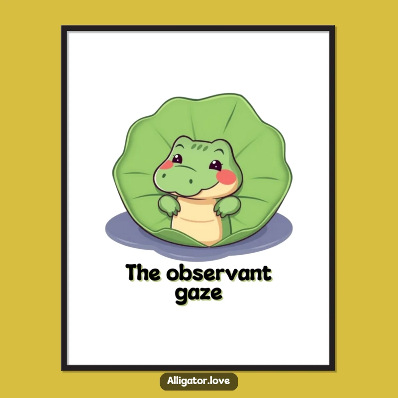 Funny Curious Alligator Digital Art Print: Instant Mystery!