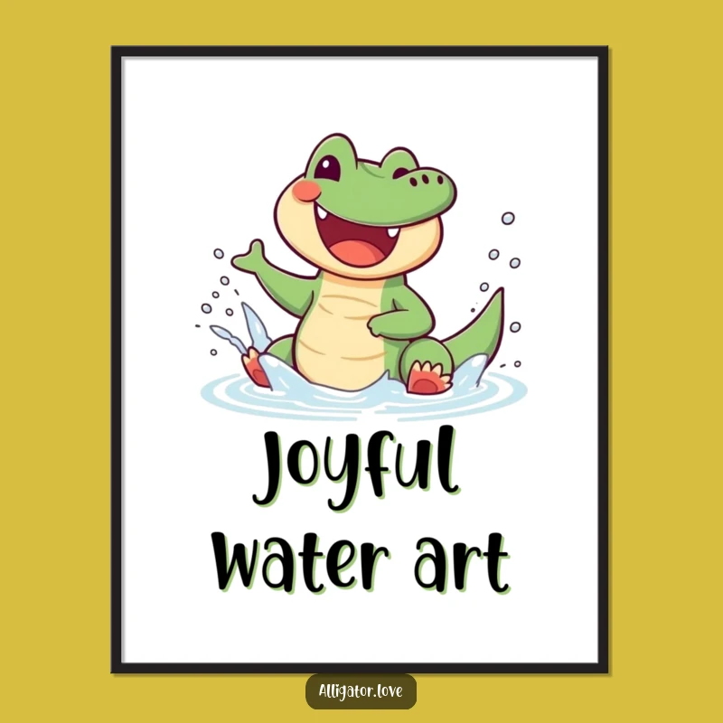 Funny Splashing Alligator Digital Art - Instant Joyful Decor for Your Walls