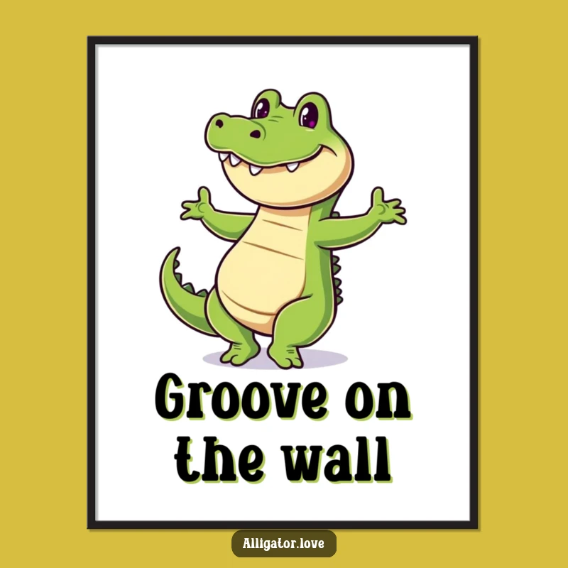 Funny Dancing Alligator Digital Art - Instant Wall Decor with a Beat