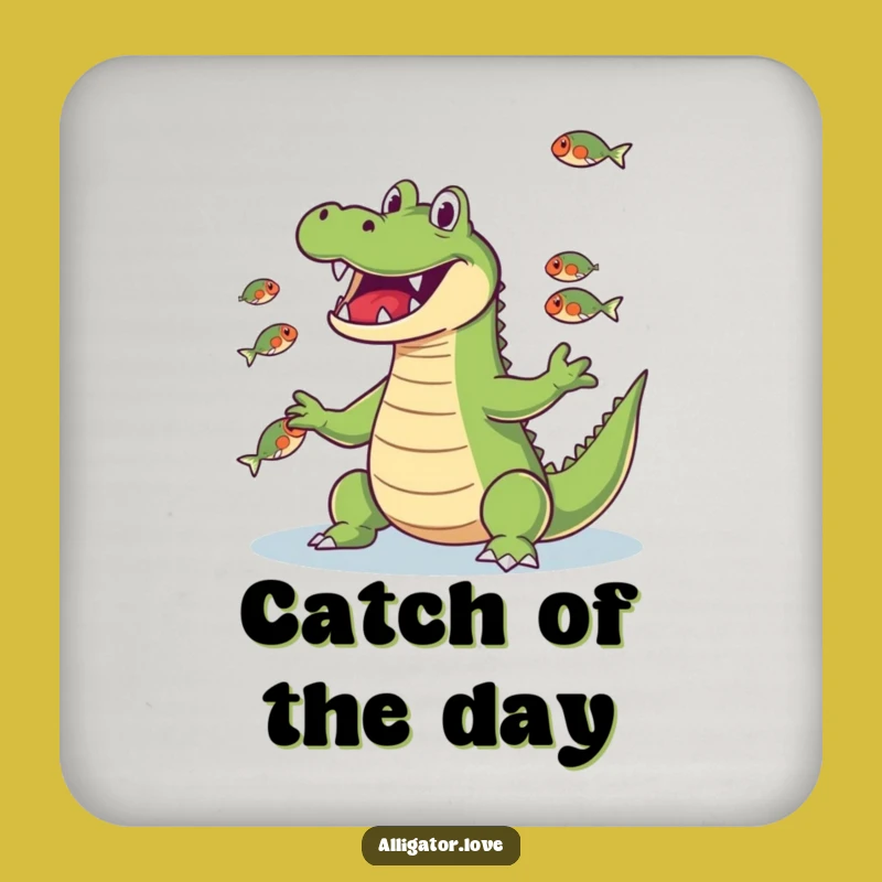 Funny Juggling Gator Fish Coaster: Protect Surfaces with Talent!