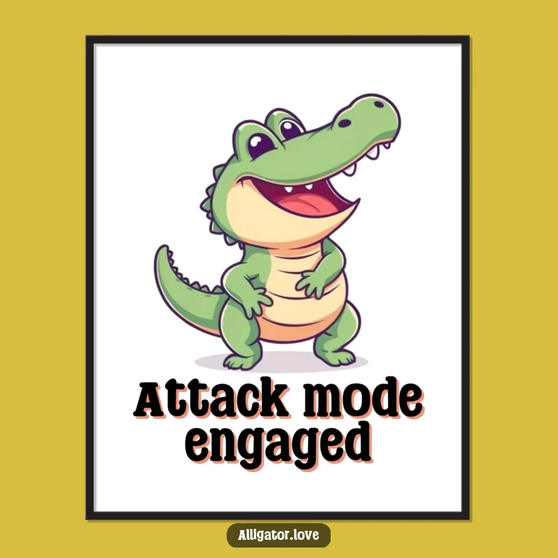 Funny Excited Alligator Poster - Dynamic Wall Art for Energetic Spaces