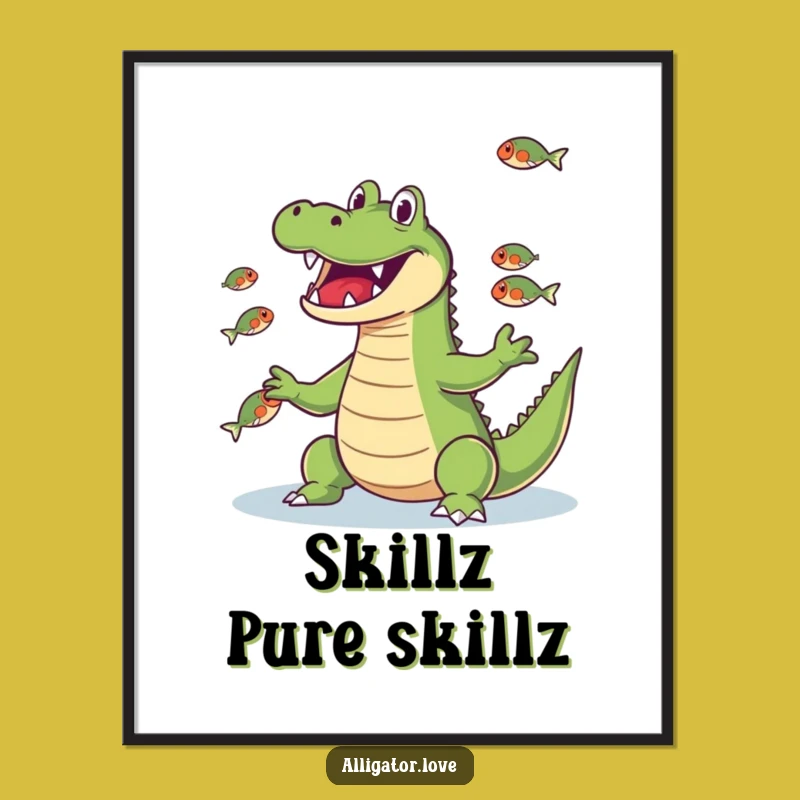 Funny Juggling Gator Fish Poster: Add Wonder to Your Walls!