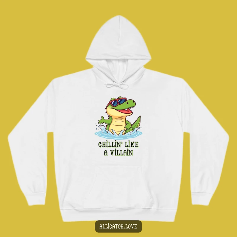 Funny Alligator Sunglasses Splash Hoodie: Stay Cozy with Cool Reptile Style!
