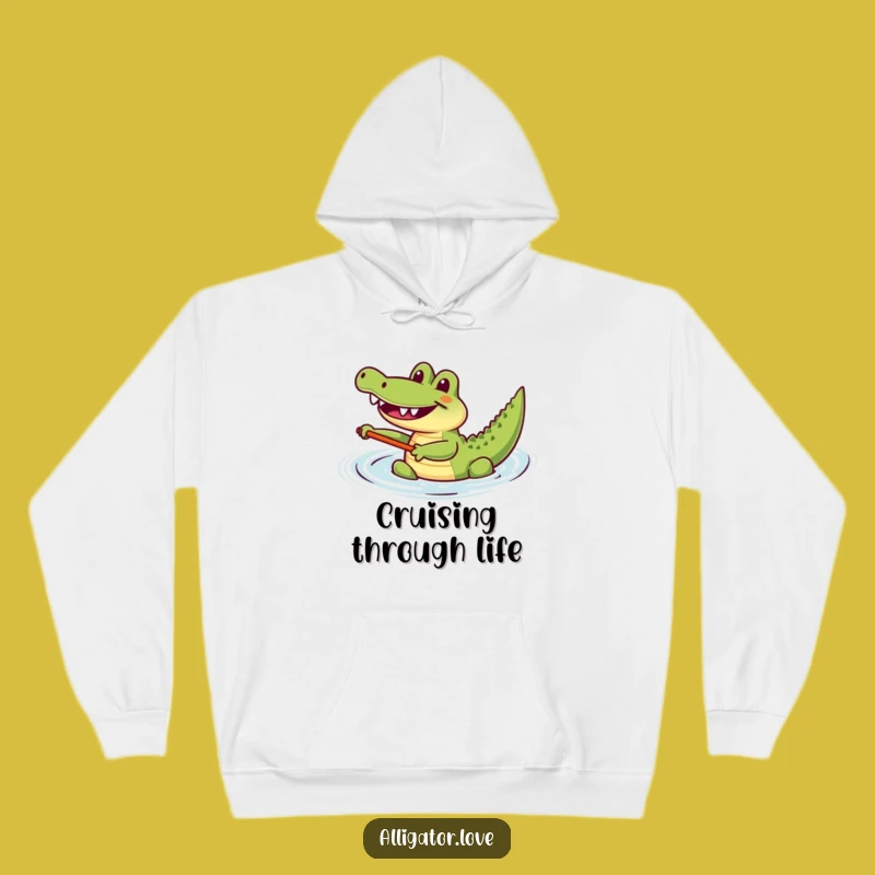 Funny Happy Paddling Gator Hoodie: Stay Cozy with Water Fun!
