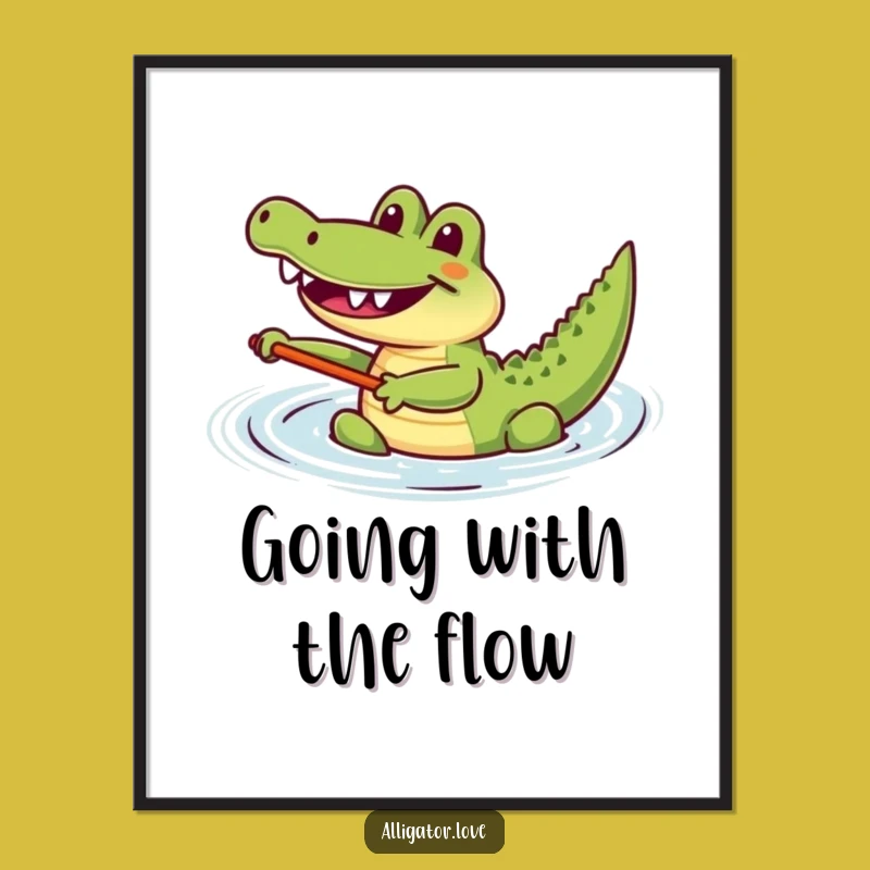 Free Printable Wall Art: Happy Paddling Alligator Downloadable Decor for a Cheerful Space
