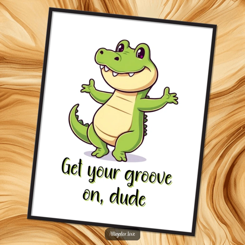 Funny Free Printable Wall Art: a cheerful alligator dances with a wide grin, adding humor and style to any room.