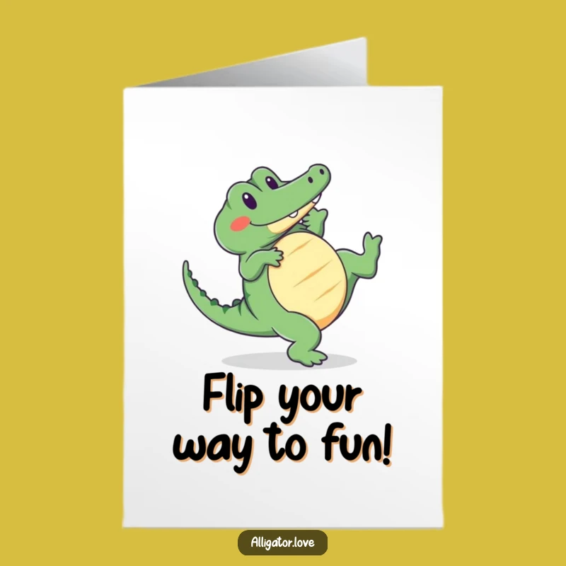 Free Printable Birthday Card: Cartwheeling Alligator, Adorable Funny DIY Gift