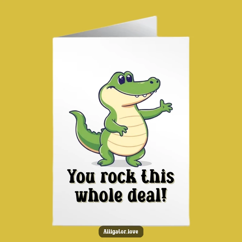Free Printable Congrats Card: Funny Dancing Alligator Downloadable for Celebrating Success
