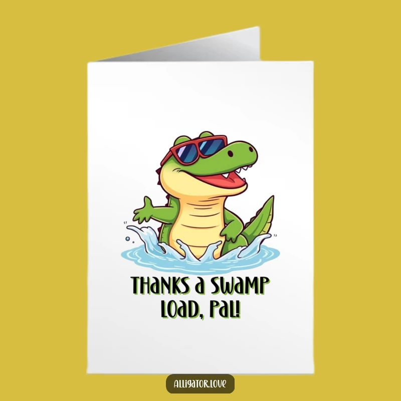 Free Printable Thank You Card: Funny Alligator Splash Downloadable to Show Appreciation
