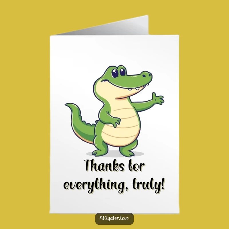 Free Printable Thank You Card: Funny Dancing Alligator Downloadable for Expressing Gratitude