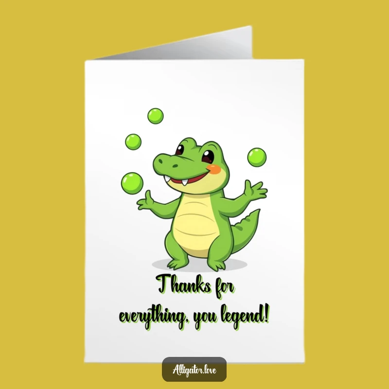 Free Printable Thank You Card: Juggling Alligator, A Humorous DIY Gift