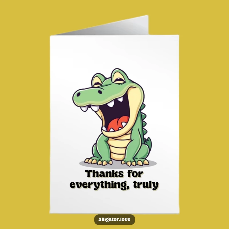 Free Printable Thank You Card: Yawning Alligator Funny Thanks Downloadable Gift