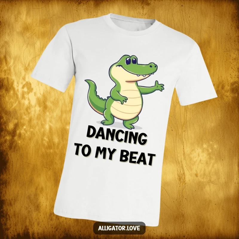 Funny alligator dancing and wagging its tail, a humorous t-shirt for dance lovers.