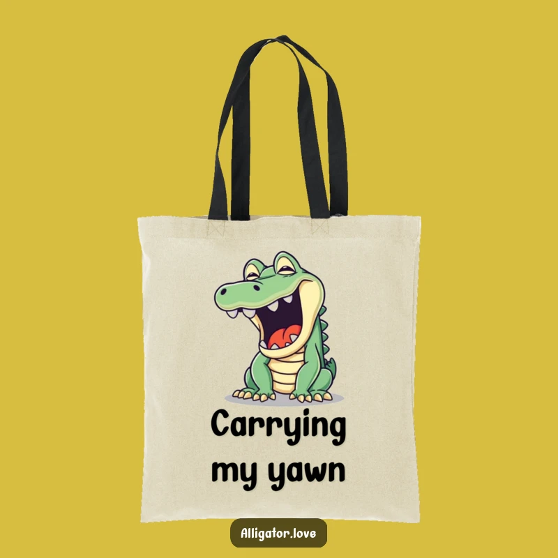 Funny Mischievous Alligator Yawn Tote Bag: Carry Your Laughs!