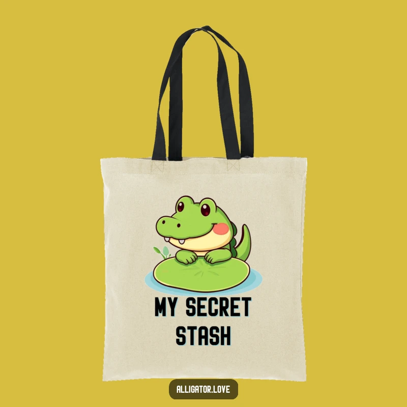 Funny Peeking Gator Lily Pad Tote Bag: Carry Your Cute Surprise!