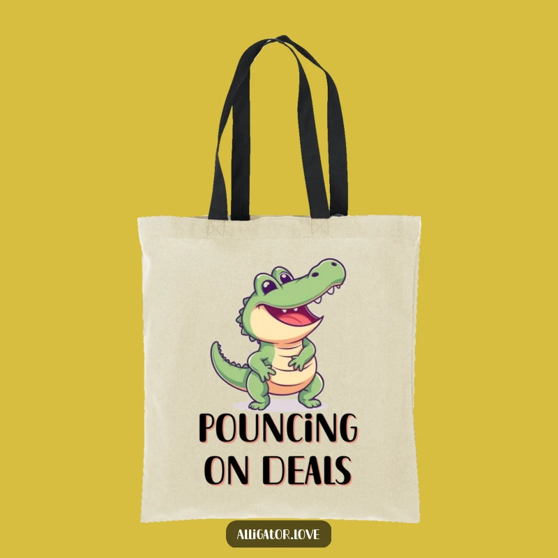 Funny Excited Alligator Tote Bag - Carry Your Enthusiasm Everywhere